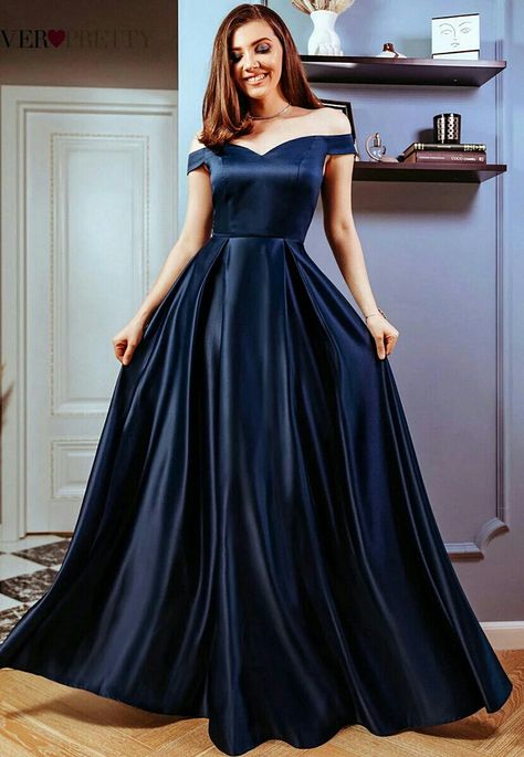 Navy Blue Prom Dresses, Off Shoulder Evening Dress, Princess Ball Gowns, Bleu Violet, Ever Pretty, Cheap Bridesmaid Dresses, Maxi Dress Prom, Affordable Dresses, A Line Prom Dresses