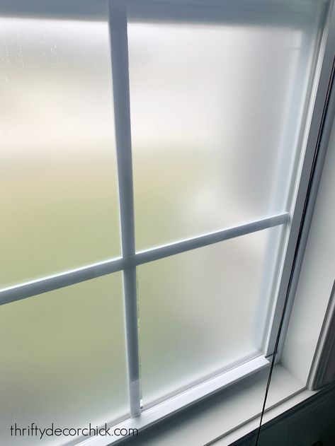 Frosted Window Diy, Diy Frosted Glass Window, Contact Paper Window, Frosted Glass Diy, Frosted Glass Paint, Diy Window Shades, Diy Stained Glass Window, Glass Pantry Door, Frosted Glass Window