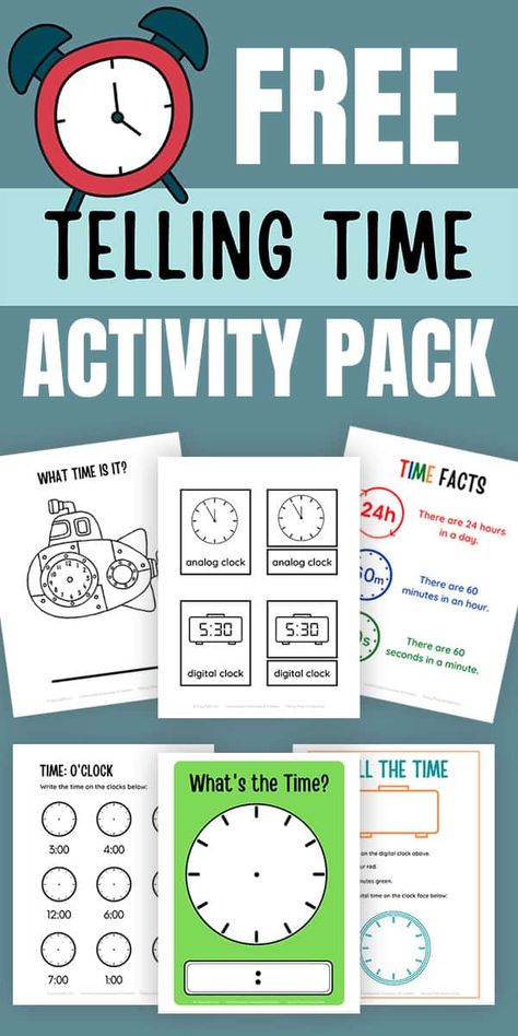 Have your children been interested in learning how to tell time? With so much digital technology around our fingertips today, many children don't see real clocks or watches anymore. Telling time worksheets are a huge help for kids when they are learning how to tell the correct time on a clock. These free telling time worksheets will help your children understand and master how to read time on a clock. Telling Time For Preschoolers, Clock Worksheet 3rd Grade, Telling The Time Worksheets For Kids, Learning Time Clock Free Printable, Telling Time Worksheets Free Printable, Clock Learning For Kids, Teach Telling Time, Free Unit Study, Clock Worksheets