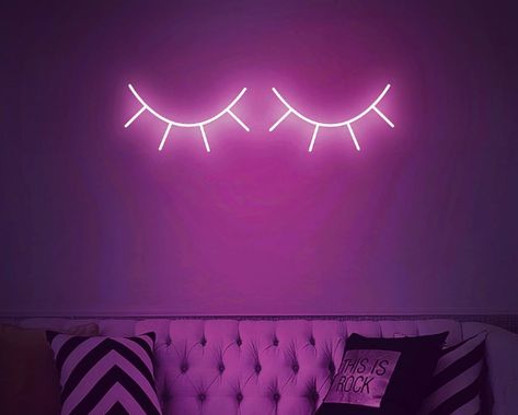 https://www.aoos.com/eyelash-neon-sign.html Led Lights Lashes, Hot Pink Lash Room, Neon Light Lash Room, Lash Neon Light, Makeup Led Sign, Unicorn Lashes, Vision Board Pics, Led Neon, Sleepy Eyes