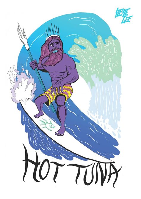 STEVIE GEE & THE DUSTY WOLF Hot Tuna, Beach Fire, Surf Brands, Surf School, Surfboard Art, Surf Wear, Surf Life, Surf Art, Sand Castle