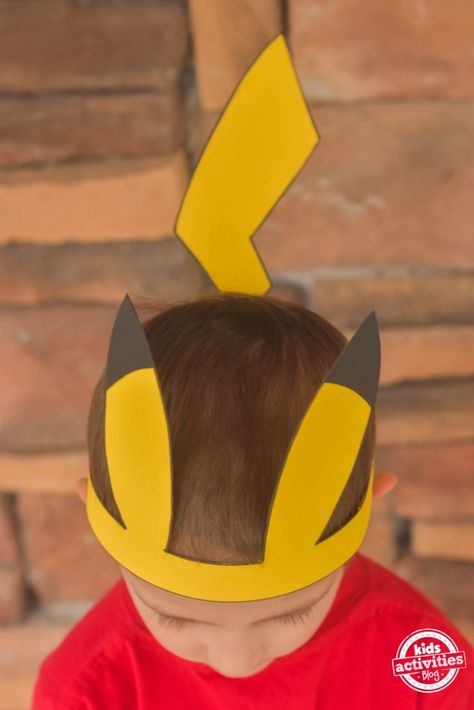 Pokemon Masks Diy, Pikachu Ears Diy, Pokemon Crafts For Kids Easy, Pikachu Craft, Pikachu Headband, Pikachu Mask, Pokemon Costumes Diy, Bolo Pikachu, Make Your Own Pokemon