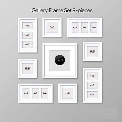 Frame Layouts For Walls, Picture Frame Layout, Gallery Wall Template, Gallery Frame Set, Gallery Wall Design, Photo Wall Display, Picture Arrangements, Picture Gallery Wall, Frame Layout