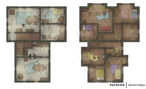 Small House Map, Small City House, Underground Dungeon, Middle Earth Map, Building Map, Tabletop Rpg Maps, Dungeon And Dragons, Rpg Map, Fantasy Maps