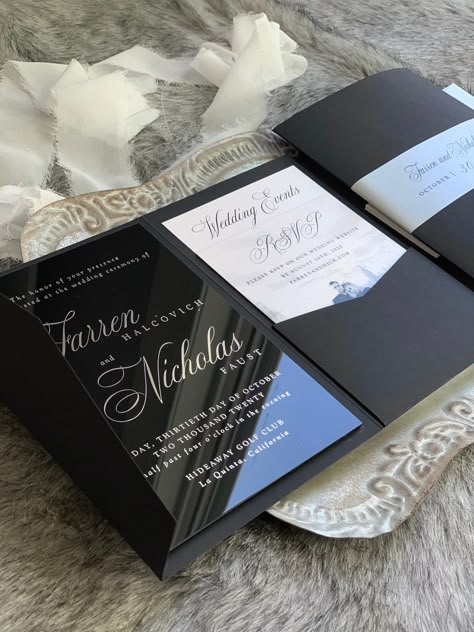 Black Acrylic Invitation Wedding, Black Acrylic Invitation, Black Acrylic Wedding Invitations, Black And Silver Wedding Invitations, Acrylic Invitation Wedding, Acrylic Invites, Clear Wedding Invitations, Wedding Invitation Black, Wedding Invitations Black