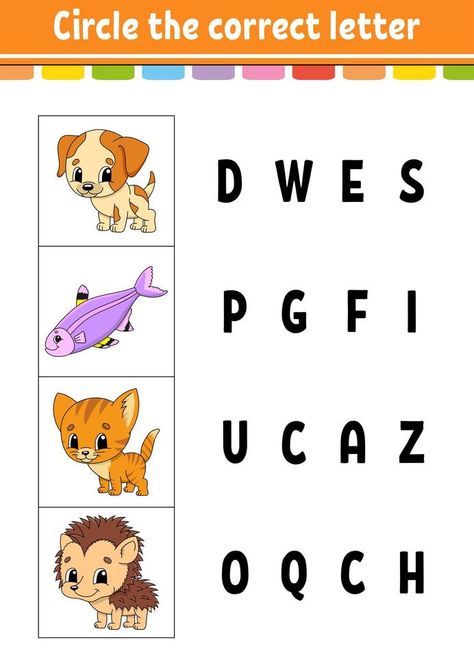 Circle the correct letter. Education developing worksheet. Learning game for kids. Color activity page. Cartoon character. Circle The Correct Letter Worksheet, Letter Games For Kids, Color Activity, Soft Board, Simple Past Tense, English Short Stories, Letter Games, Learning Games For Kids, Kindergarten Learning Activities