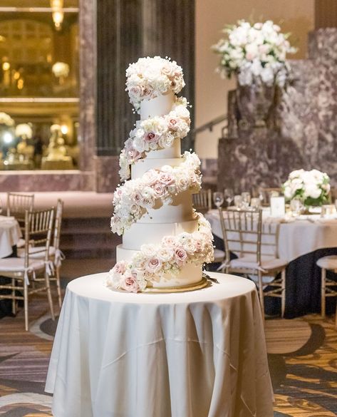 Floral V Designs on Instagram: “How tall should the wedding cake be? 3, 4, 5 tiers? NO! This fabulous 6 tier cake was covered in a delicate cascade of 200 flowers! Yes,…” 4 Tier Wedding Cake With Flowers, Wedding Cakes 3 Tier, Wedding Cake Flowers Cascade, 6 Tier Cake, Wedding Cake 5 Tier, Wedding Cake 3 Tier, Tall Wedding Cake, 6 Tier Wedding Cakes, 4 Tier Cake