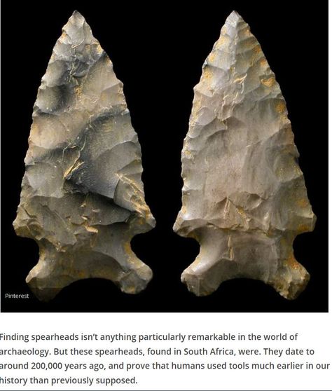 Spearheads found in South Africa date 200,000 Arrow Heads Native Americans, Native History, Indian Arrowheads, Lost Civilizations, Native American Tools, Arrowheads Artifacts, Arrow Heads, Ancient Tools, Spear Head