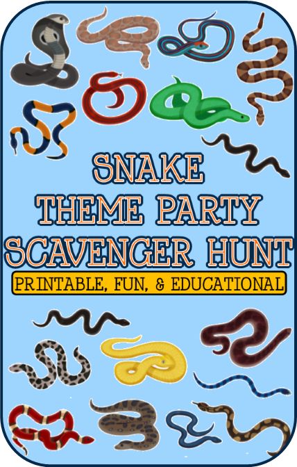 Printable Snake Party Scavenger Hunt Game Snake Party Decorations Diy, Jungle Party Games, Reptile Party Snack Ideas, Snake Party Food Ideas, Snake Birthday Party Ideas, Snake Theme Party, Reptile Birthday Party Ideas, Snake Party Ideas, Snake Birthday Party