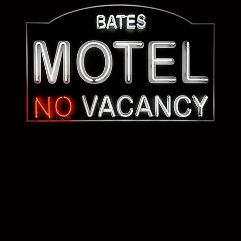 Bates Motel Tattoo, Bates Motel Sign, Norman Bates Motel, Painted Posters, Motel Sign, Tv Posters, Cricket Projects, Norman Bates, Women Tattoos