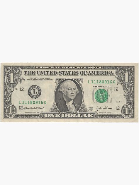 "One Dollar Banknote" Sticker by Kenobass | Redbubble Dollar Sticker, Money Money Money, Dollar Banknote, Bike Stickers, Royal House, One Dollar, Us Dollars, Bank Notes, Round Table