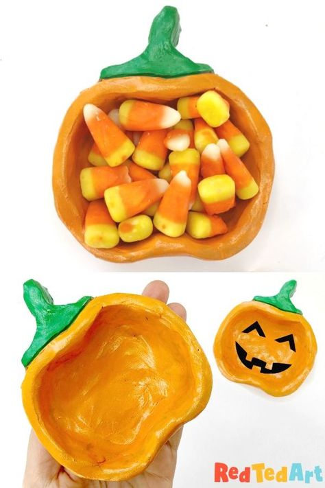 Air drying clay Pumpkin pinch pot for Fall, Halloween or Thanksgiving. Holiday Pinch Pot Designs! Pinch Pot Designs, Fall Art Activities, Art Activities For Preschoolers, Clay Recipes, Clay Projects For Kids, Clay Pumpkin, Air Drying Clay, Red Ted Art, Clay Crafts For Kids