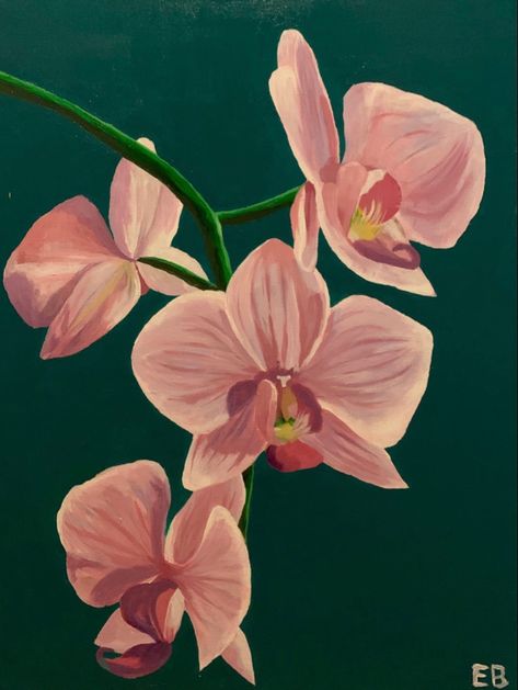 Orchid Aesthetic Drawing, Painting Orchids Acrylic, Orchid Flower Painting Acrylic, Purple Orchid Painting, How To Paint Orchids Acrylic, How To Paint An Orchid, Orchid Painting Acrylic Easy, How To Paint Orchids, Orchid Painting Easy