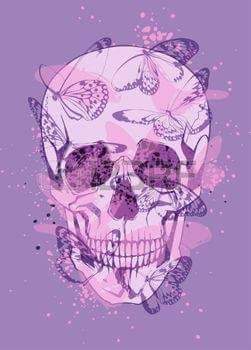 Skull Butterfly Wallpaper Aesthetic, Purple Skeleton Aesthetic, Pink Christmas Iphone Wallpaper, Skull Collage, Skull Images, Pastel Skull, Xray Art, Purple Skull, Skeleton Drawings