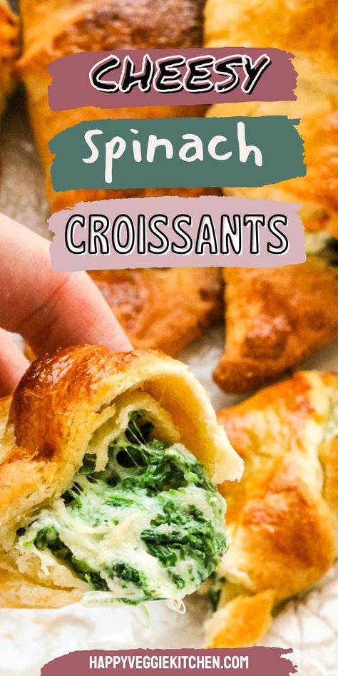 Croissant Spinach Cheese, Spinach And Feta Croissant, Spinach Croissant, Kids After School Snacks, Church Snacks, Spinach Filling, Vegetarian Snack, Cream Cheese Spinach, Tasty Appetizers