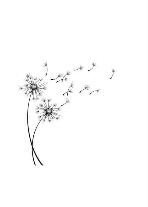 Double Dandelion Tattoo, Wishing Flower Tattoo, Dandelion Tattoo Back, Wish Tattoo Ideas, Fine Line Dandelion Tattoo, Divorce Tattoos For Women, Simple Floral Tattoo, Blowing Dandelion Tattoo, Protector Tattoo