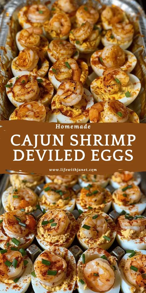 Cajun Shrimp Deviled Eggs Shrimp Deviled Eggs, Devilled Eggs Recipe Best, Seafood Dish Recipes, Shrimp Recipes For Dinner, Best Appetizer Recipes, Cajun Shrimp, Shrimp Recipes Easy, Cajun Recipes, Deviled Eggs