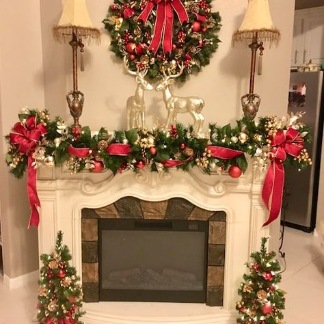 Christmas Fireplace Mantels, Outside Christmas Decorations, Elegant Christmas Decor, Christmas Wreaths & Garlands, Wreath Garland, Artificial Christmas Garland, Fireplace Mantel Decor, Christmas Mantel Decorations, Christmas Mantle