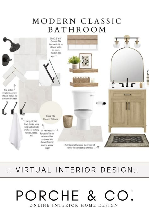 Bathroom Mood Boards, Modern Classic Bathroom Design, Modern Classic Bathroom, Classic Bathroom Design, Bathroom Design Ideas, Classic Bathroom, Bathroom Decorating, Classic Home Decor, Bathroom Renos