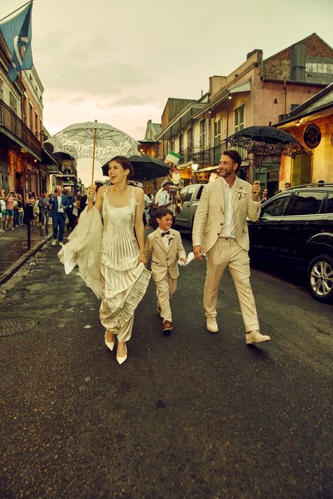 Alexandra Daddario Wore Danielle Frankel for Her Laid-Back Wedding in New Orleans | Vogue New Orleans Second Line, Alex Daddario, Danielle Frankel, Preservation Hall, Nola Wedding, Getting Married In Italy, Laid Back Wedding, Vogue Wedding, Second Line