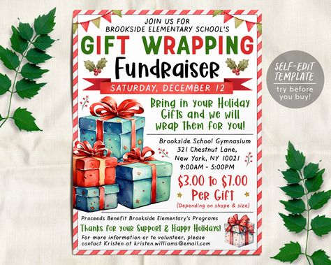 Wrapping Paper Fundraiser, Christmas Gift Wrapping Fundraiser, Christmas Pto Fundraisers, Gift Wrapping Fundraiser Ideas, Pto Holiday Shop, Gift Wrap Fundraiser, Gift Wrapping Fundraiser, Christmas Fundraising Ideas, Fun Fundraisers