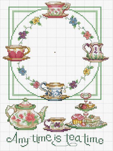 Stitch Stuff, Cross Stitch Kitchen, Cross Stitch Love, Cups And Saucers, Free Cross Stitch, A Cross, Cross Stitch Flowers, Ribbon Embroidery, Cross Stitch Charts