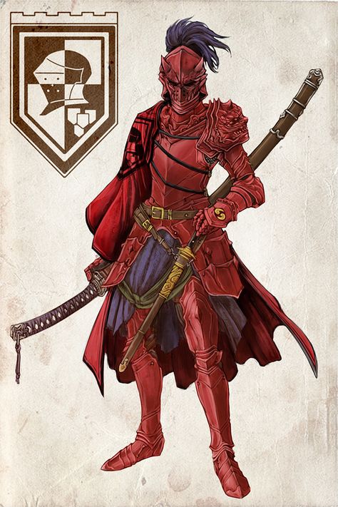 Big album full of knights - Album on Imgur Teifling Samurai, Samurai Knight, Red Knight, Knight Art, Knight Armor, Samurai Art, Dungeons And Dragons Characters, Fantasy Armor, Kendo