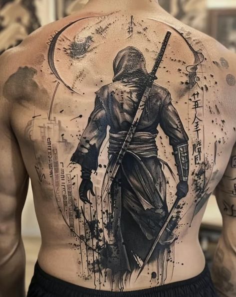 Samurai Back Tattoo, Ronin Tattoo, Samurai Tattoo Sleeve, Tato Maori, Warrior Tattoo Sleeve, Samurai Warrior Tattoo, Spartan Tattoo, Samurai Tattoo Design, Realistic Tattoo Sleeve