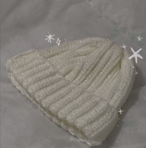 crochet white sparkly beanie ig @craftingponyo White Beanie, Crochet White, Beanie Crochet, March 5, Yarn, Crochet, On Instagram, White, Instagram