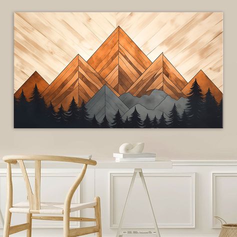 This wood wall art mountain canvas wall art is the best way to change your living room decor.  Wood texture canvas print  is perfect solution for your home and canvas wall art living room decor.  This abstract mountain wall art brings elegance to your home wall decor.  Extra large wall art framed canvas print best animal lover gift for your friends or family. ▶ I offer you High quality prints on High quality cotton canvas! IMPORTANT ▶ You can click the images to see the details of the painting, it has the rich unique texture.  ▶ These are high quality prints on waterproof coated Cotton Canvas.  ▶ Weight of canvas is 380 GSM. With Canon print quality, the prints look exquisite.  ▶ These prints are also UV and fade proof and look beautiful in both normal picture frames or Streched on canvas Wooden Mountain Wall Art, Mountain Wall Art Wood, Wood Mountain Wall Art, Wood Pallet Crafts, Mountain Wood Art, Mountain Wood Wall Art, Wood Art Diy, Canvas Wall Art Living Room, Texture Canvas