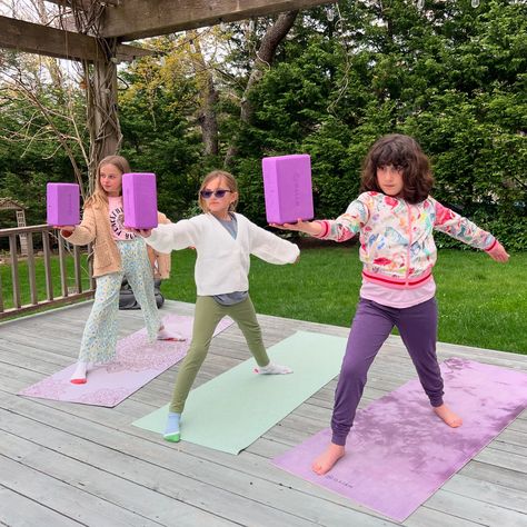 Continuing our alignment series. 🧘🏼‍♀️ Using yoga blocks in a variety of poses really helps these yogis find their center alignment, remain focused & balanced & helps to improve form. Plus, they love the challenge! 🧘🏼‍♀️ #kidsyoga #yogablocks #yogachallenge #alignment #anusara #yogapose #focus #warriorpose #yogagirls #backyardyoga Backyard Yoga, Kids Vision Board, Kids Yoga Games, Kid Yoga, Kids Yoga Classes, Yoga Kids, Family Yoga, Childrens Yoga, Yoga Games