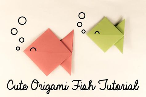 Learn how to make a cute little origami fish with this easy to follow step by step photo tutorial! Origami Fish Easy, Paper Folding Ideas, Origami Kids, Noahs Ark Baby Shower, Origami For Kids, Paper Kawaii, Origami Yoda, Simple Origami, Origami Star Box