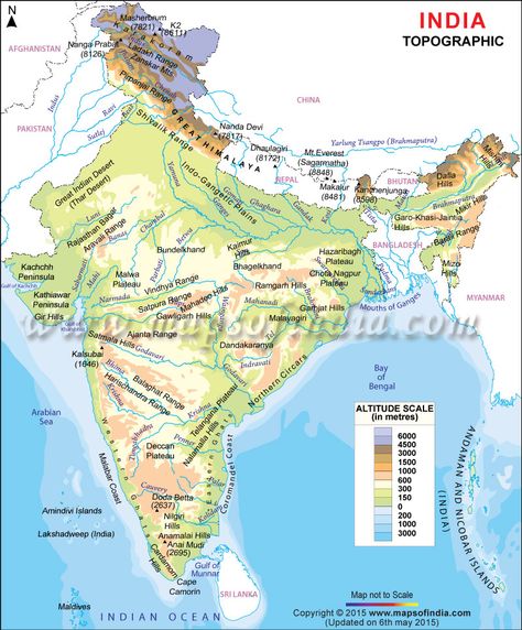 Topographic Map of India Himalayas Map, Indian River Map, India World Map, World Geography Map, Ancient History Timeline, Basic Geography, Map Of India, Topography Map, Physical Geography