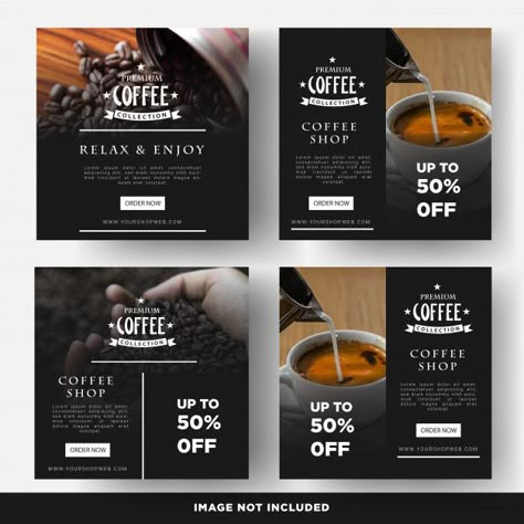 Coffee Social Media Design, Coffee Social Media Post, Coffee Shop Social Media, Coffee Banner, Coffee Poster Design, Corel Draw Design, Promo Flyer, Coffee Shop Logo, Desain Editorial