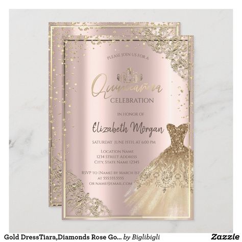 Debut Invitation Ideas, Sweet 15 Ideas, Rose Gold Quinceanera, Quinceanera Pink, Quinceañera Invitation, Debut Invitation, Princess Birthday Invitations, Sweet 16 Invitations, Quinceanera Invitations