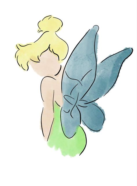 Tinkerbell Drawing Easy Step By Step, Disney Princess Drawing Reference, Cute Tinkerbell Drawing, Easy Simple Disney Drawings, Prince And Princess Drawing, Tinkerbell Embroidery, Tinkerbell Drawing, Bella Disney, Disney Sleeve