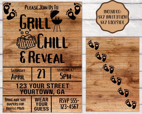 Excited to share the latest addition to my #etsy shop: Editable BBQ Gender Reveal Party Invitation, Joint Baby Shower, Men's Baby Shower Invite, Baby Q Coed Gender Reveal Party Invitation https://etsy.me/41i1byf Co Ed Gender Reveal Party, Grill And Chill Gender Reveal, Bbq Gender Reveal Invitations, Jack And Jill Gender Reveal, Bbq Baby Gender Reveal Party, Bbq Gender Reveal Party Decorations, Gender Reveal Ideas For Party Theme Bbq, Cornhole Gender Reveal Ideas, Gender Reveal Ideas Bbq