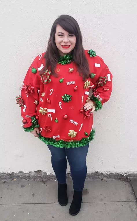 DIY Ugly Christmas Sweater Easy Diy Ugly Christmas Sweater, Easy Ugly Christmas Sweater, Creative Ugly Christmas Sweater, Ugliest Christmas Sweater, Making Ugly Christmas Sweaters, Ugliest Christmas Sweater Ever, Homemade Ugly Christmas Sweater, Diy Christmas Sweater, Best Ugly Christmas Sweater