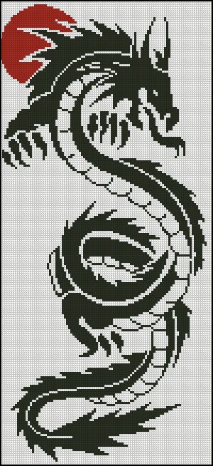 Anime Plastic Canvas Patterns, Embroidery Dragon Pattern, Dragon Knitting Pattern, Dragon Cross Stitch Patterns, Dragon Chart, Cross Stitch Dragon, Graphgan Crochet, Monochrome Embroidery, Monochrome Cross Stitch