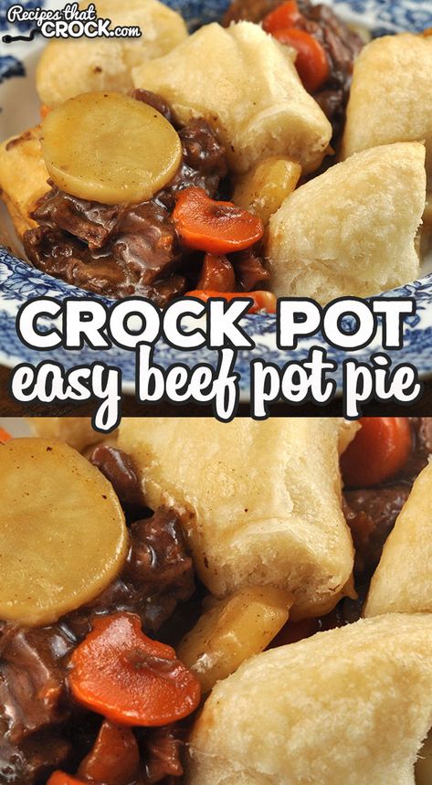 It does not get any easier than this amazing Easy Crock Pot Beef Pot Pie recipe! It is filling, delicious and super simple to throw together! Beef Pot Pie Recipe, Beef Pot Pie, Hearty Recipes, Crock Pot Beef, Beef Pot Pies, Pot Pie Filling, Pot Lasagna, Crock Pot Recipes, Pot Pies Recipes