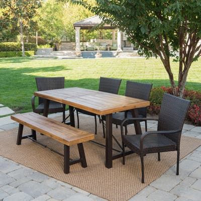 6 Piece Dining Set, Resin Patio Furniture, Dining Set With Bench, Wicker Dining Chairs, Backyard Furniture, Table Bench, Rattan Dining Chairs, Garden Furniture Sets, Noble House