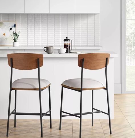 Mid Century Modern Barstools, Condo Makeover, Decor Kitchen Ideas, Island Stools, Comfy Seating, Project 62, Counter Height Bar Stools, Modern Bar Stools, Counter Height Stools