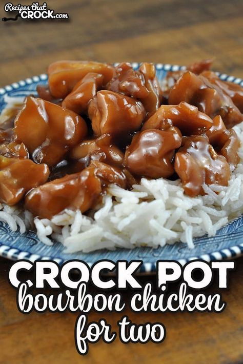 This Crock Pot Bourbon Chicken for Two recipe takes an all time favorite (both for readers and in my home) and makes it a recipe with two servings. via @recipescrock Lunch Crockpot Recipes, Crock Pot Bourbon Chicken, Chicken For Two, Small Crockpot Recipes, Crockpot Recipes For Two, Mini Crockpot Recipes, Bourbon Chicken Crockpot, Crockpot Lunch, Crockpot Meat