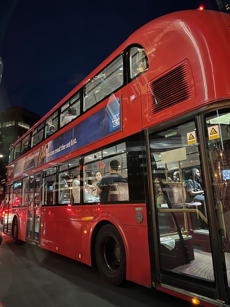 #bus #london #aesthetic #red #night Red Bus Aesthetic, London Bus Aesthetic, Reading Buses, London Red Bus, Big Red Bus, Buses And Trains, London Aesthetic, Red Bus, Aesthetic Red