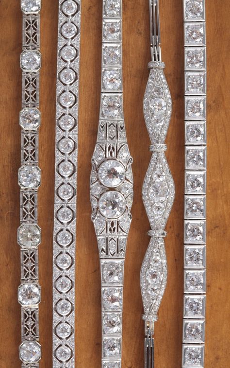 Vintage diamond bracelets- part of our collection Art Deco Jewelry Bracelet, English Jewelry, Diamond Girl, Jewelry Design Drawing, Art Deco Bracelet, Unusual Jewelry, Royal Jewels, Classy Jewelry, Deco Jewelry