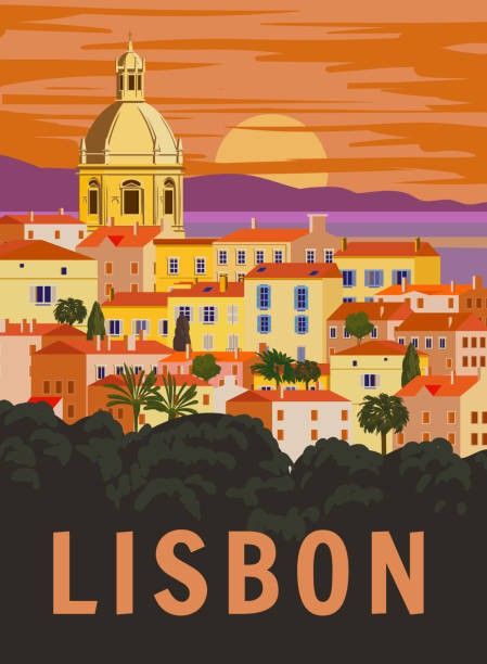 Lisbon Poster, Portugal Poster, Vintage Portugal, Landmark Poster, Portuguese Art, Poster Poster, Lisbon Portugal, Sunset Sky, Wall Poster