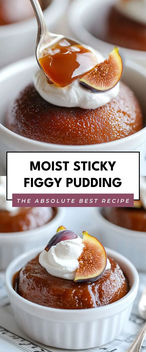 Image for Moist Sticky Figgy Pudding Eves Pudding Recipes, Puddings Easy Desserts, Boiled Pudding, Figgy Pudding Recipe, Plum Pudding Recipe, Plum Desserts, Fig Pudding, Plum Dessert, Sticky Pudding