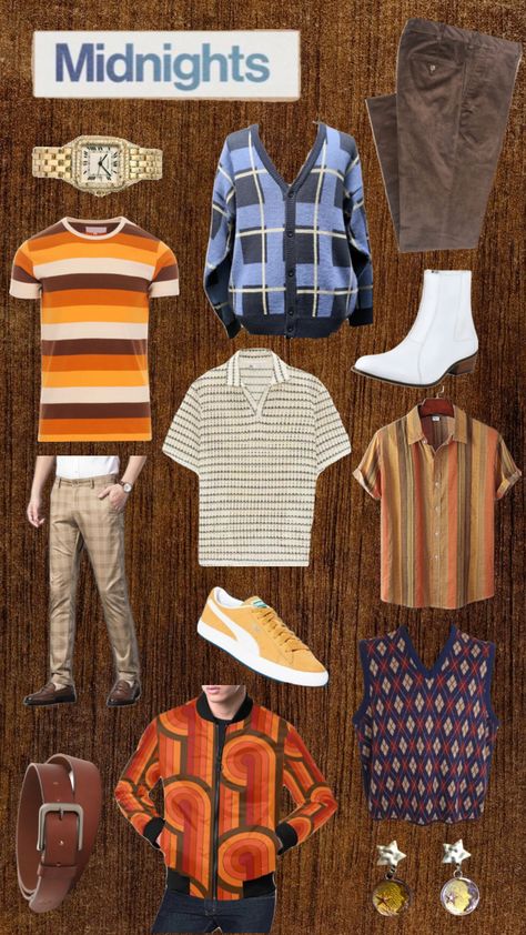 Mens Eras Tour Midnights Outfits #taylorswift #erastour #erastouroutfits #outfitinspo #midnights #orange #antihero #vintage Capsule Wardrobe Men, Eras Tour Midnights, Taylor Outfits, Taylor Swift Tour Outfits, 30 Outfits, Swift Tour, Tour Outfits, Taylor Swift Outfits, Taylor Swift Concert