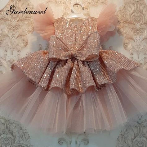 1 Year Birthday Dress, Newborn Party, Sequin Cake, Tea Length Flower Girl Dress, 1 Year Birthday, Girls Special Occasion Dresses