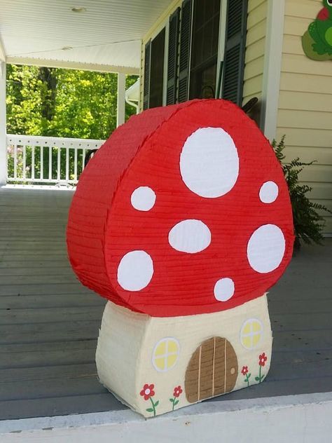 Mushroom Pinata, Enchanted Forest Book, Enchanted Forest Decorations, Smurfs Party, Enchanted Forest Party, Enchanted Forest Theme, Birthday Pinata, Fairy Garden Birthday Party, Piñata Ideas